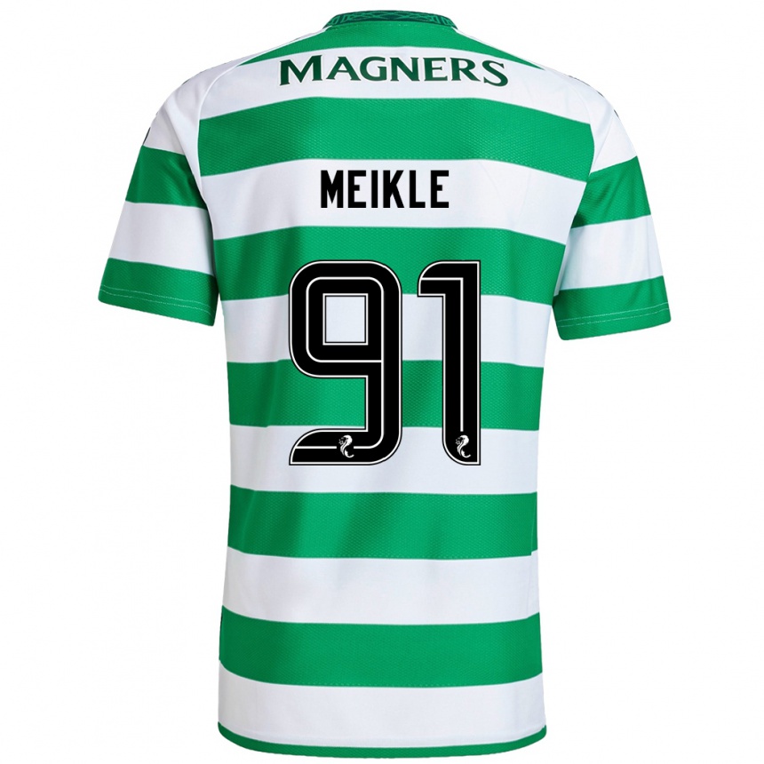 Kids Football Jamie Meikle #91 Green White Home Jersey 2024/25 T-Shirt Australia