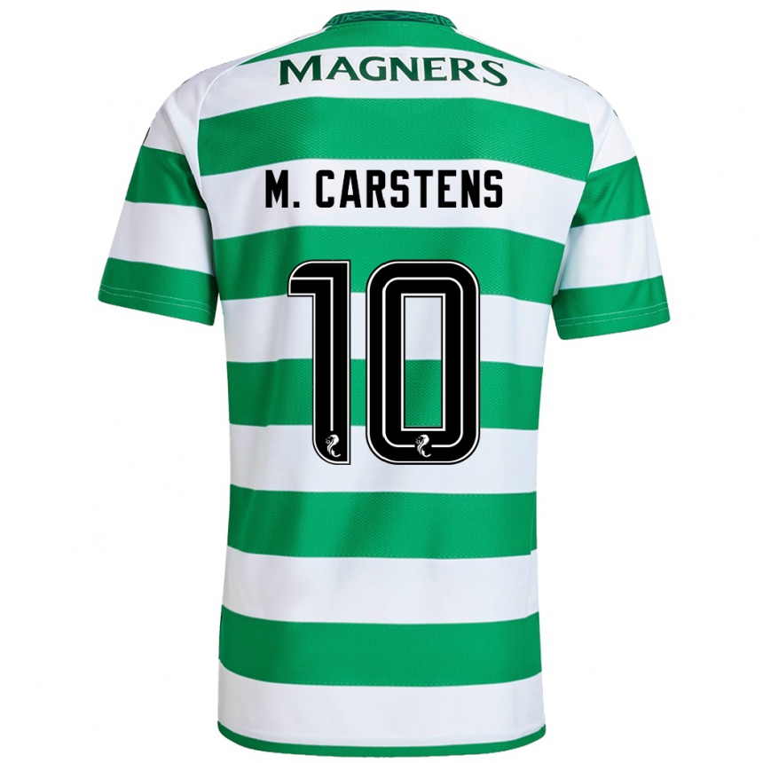 Kids Football Mathilde Carstens #10 Green White Home Jersey 2024/25 T-Shirt Australia