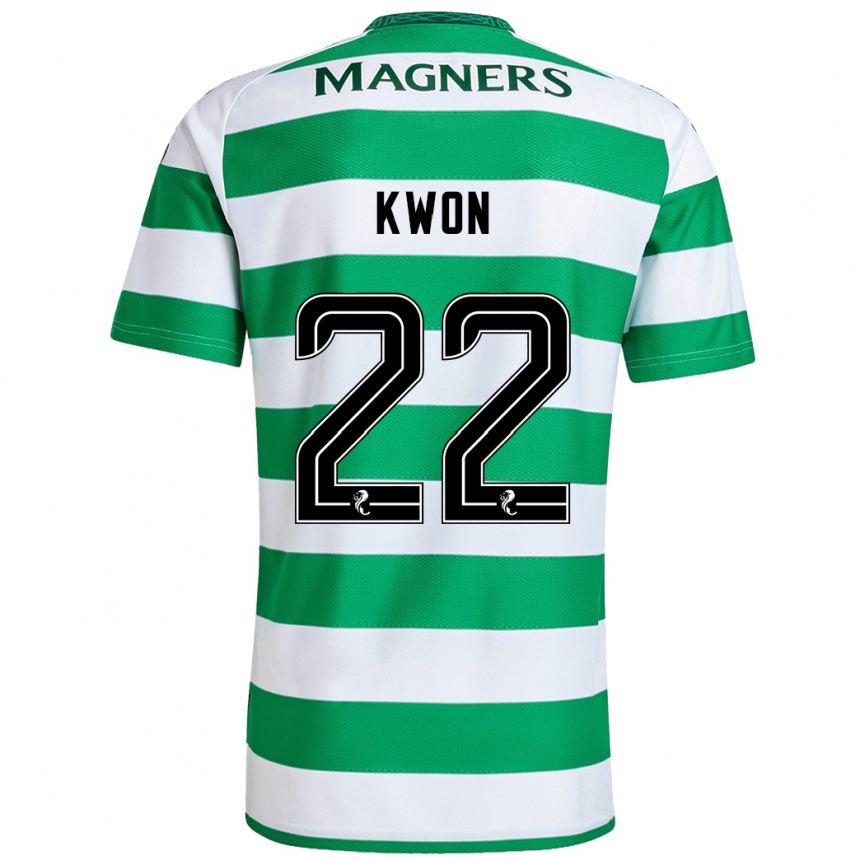 Kids Football Hyeok-Kyu Kwon #22 Green White Home Jersey 2024/25 T-Shirt Australia