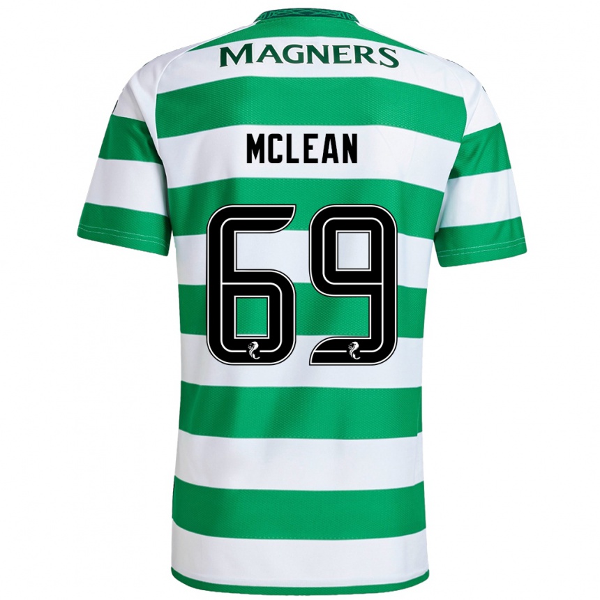 Kids Football Kai Mclean #69 Green White Home Jersey 2024/25 T-Shirt Australia