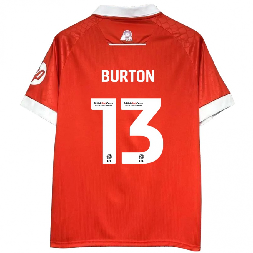 Kids Football Callum Burton #13 Red White Home Jersey 2024/25 T-Shirt Australia