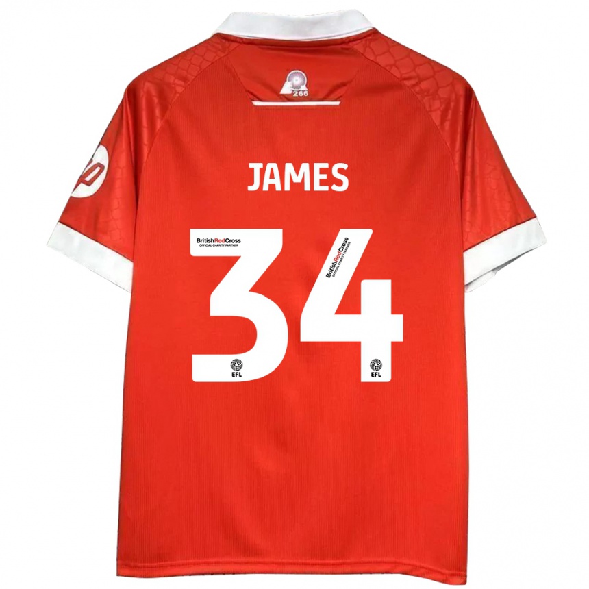 Kids Football Aaron James #34 Red White Home Jersey 2024/25 T-Shirt Australia