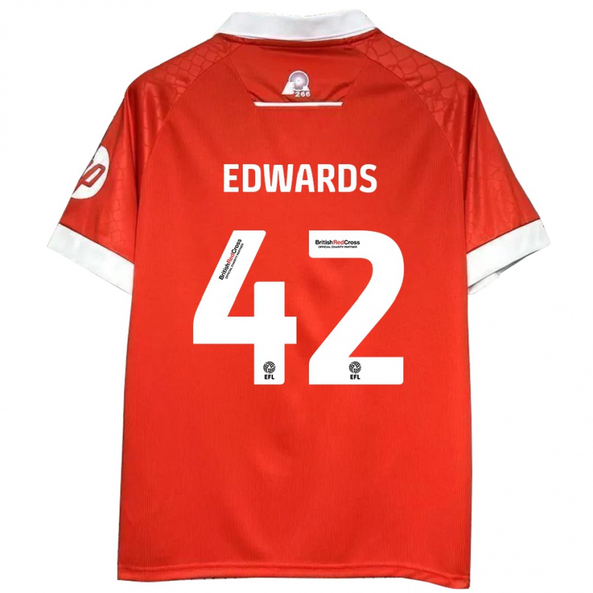 Kids Football Callum Edwards #42 Red White Home Jersey 2024/25 T-Shirt Australia