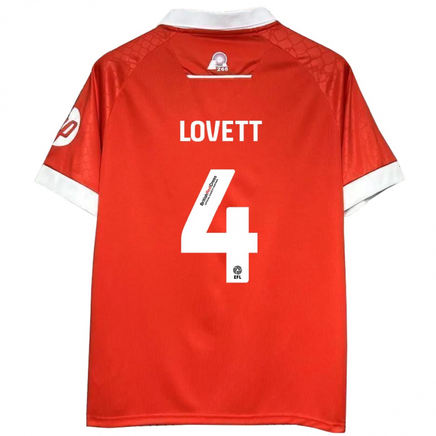 Kids Football Erin Lovett #4 Red White Home Jersey 2024/25 T-Shirt Australia