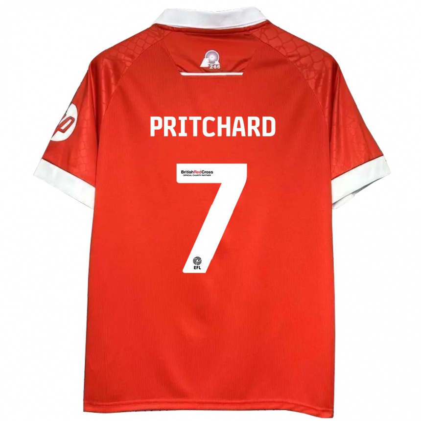 Kids Football Rebecca Pritchard #7 Red White Home Jersey 2024/25 T-Shirt Australia