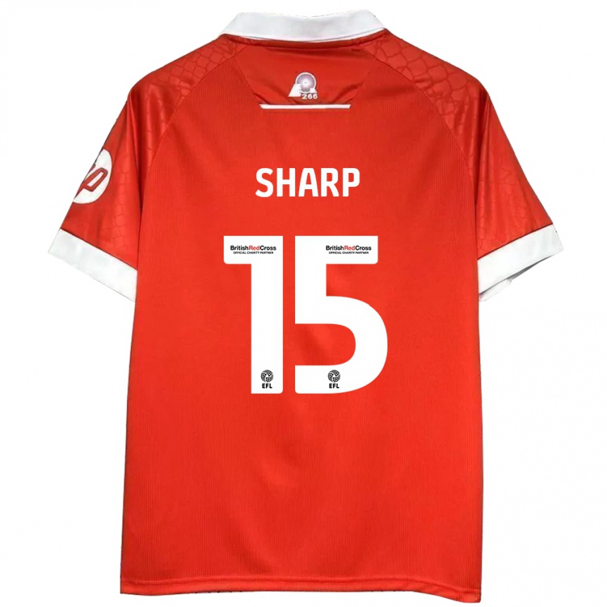 Kids Football Katie Sharp #15 Red White Home Jersey 2024/25 T-Shirt Australia