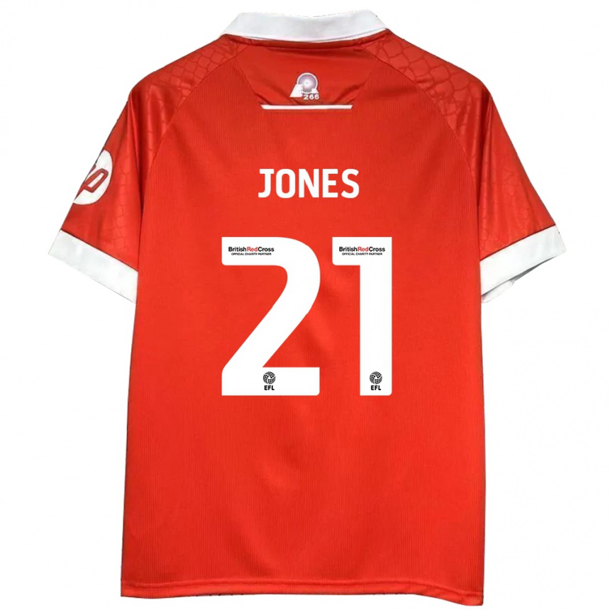 Kids Football Lili Jones #21 Red White Home Jersey 2024/25 T-Shirt Australia