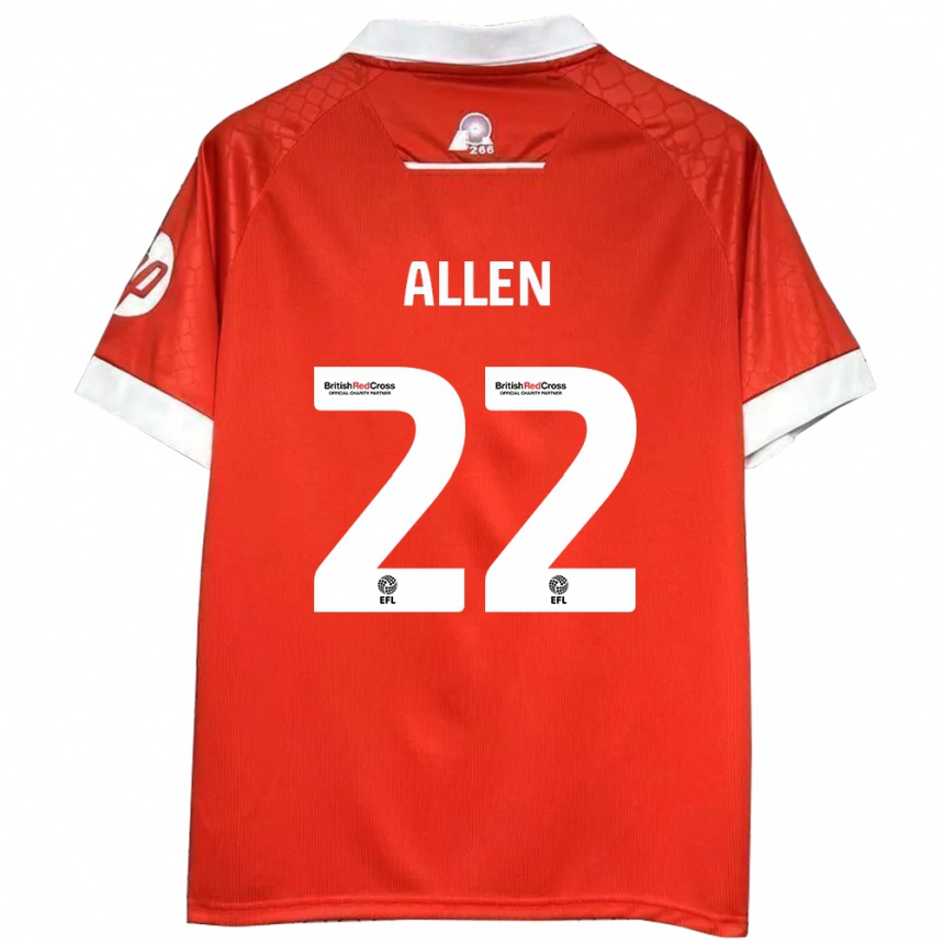 Kids Football Keren Allen #22 Red White Home Jersey 2024/25 T-Shirt Australia