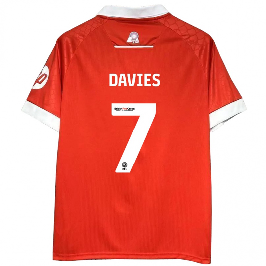 Kids Football Jordan Davies #7 Red White Home Jersey 2024/25 T-Shirt Australia