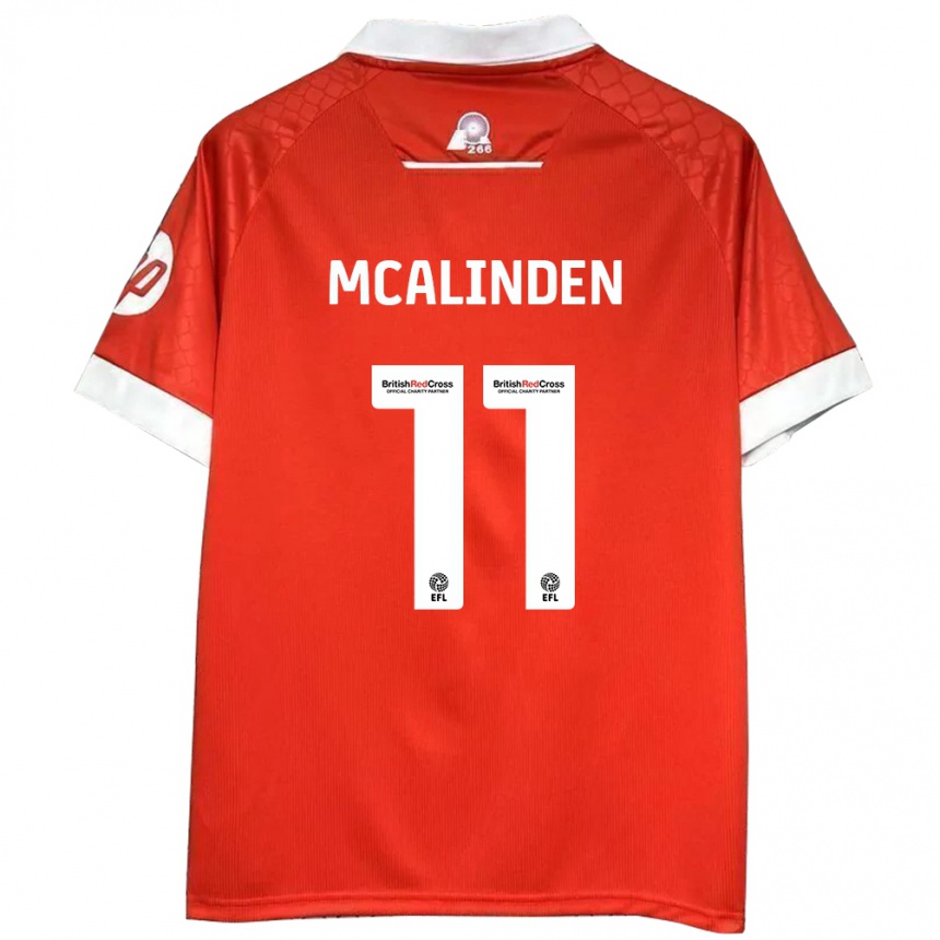 Kids Football Liam Mcalinden #11 Red White Home Jersey 2024/25 T-Shirt Australia