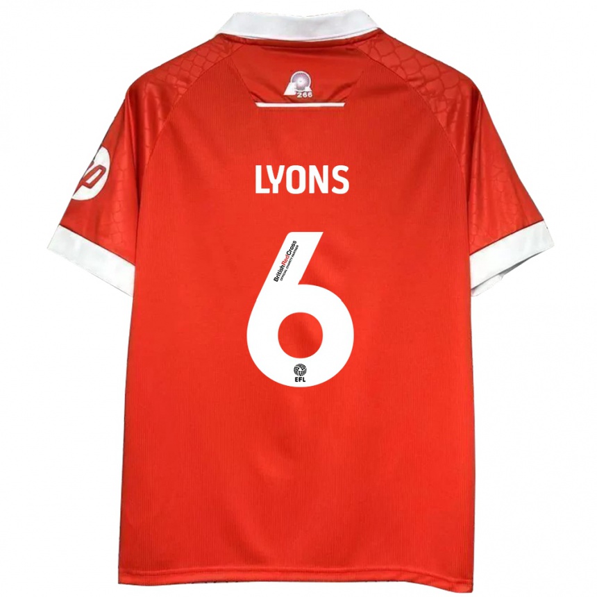 Kids Football Lauryn Lyons #6 Red White Home Jersey 2024/25 T-Shirt Australia