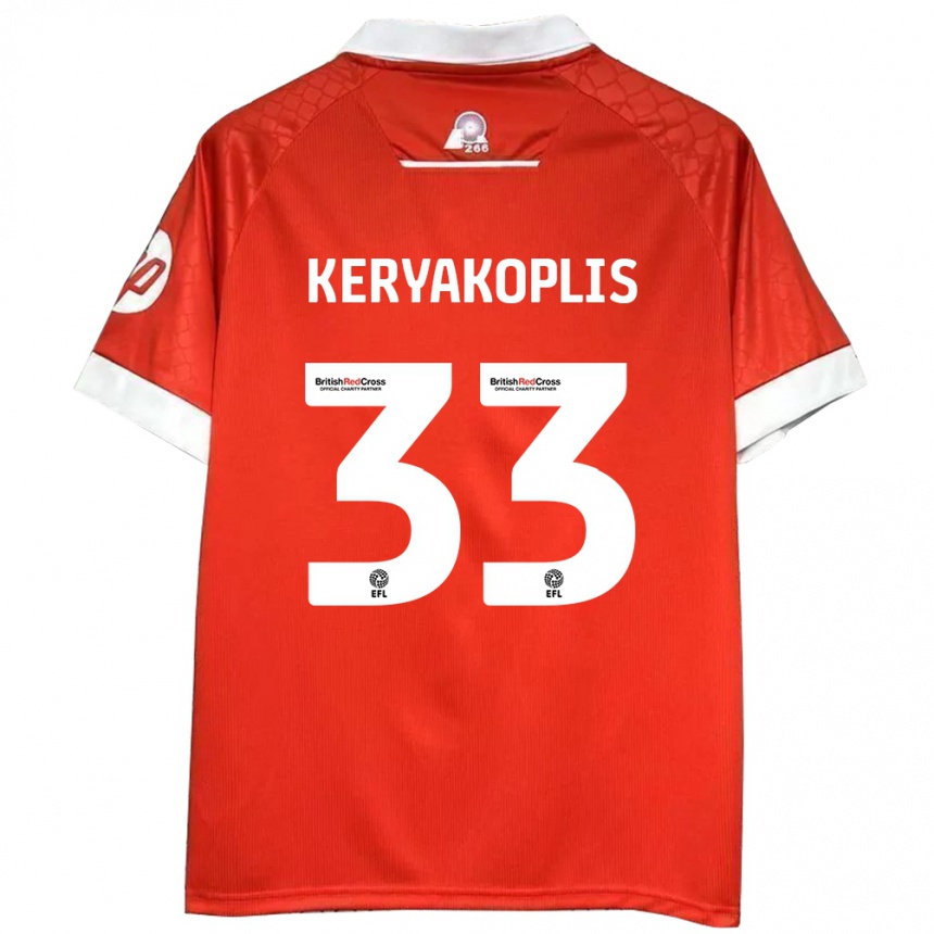 Kids Football Hannah Keryakoplis #33 Red White Home Jersey 2024/25 T-Shirt Australia