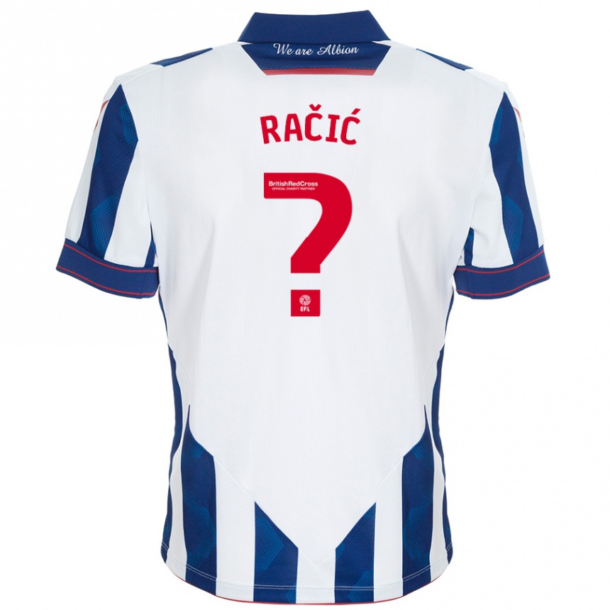 Kids Football Uroš Račić #0 White Dark Blue Home Jersey 2024/25 T-Shirt Australia