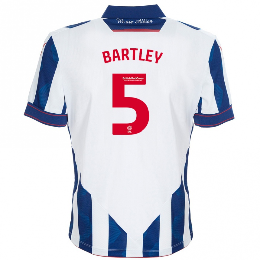 Kids Football Kyle Bartley #5 White Dark Blue Home Jersey 2024/25 T-Shirt Australia