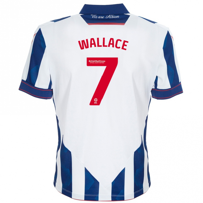 Kids Football Jed Wallace #7 White Dark Blue Home Jersey 2024/25 T-Shirt Australia