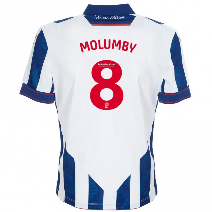 Kids Football Jayson Molumby #8 White Dark Blue Home Jersey 2024/25 T-Shirt Australia