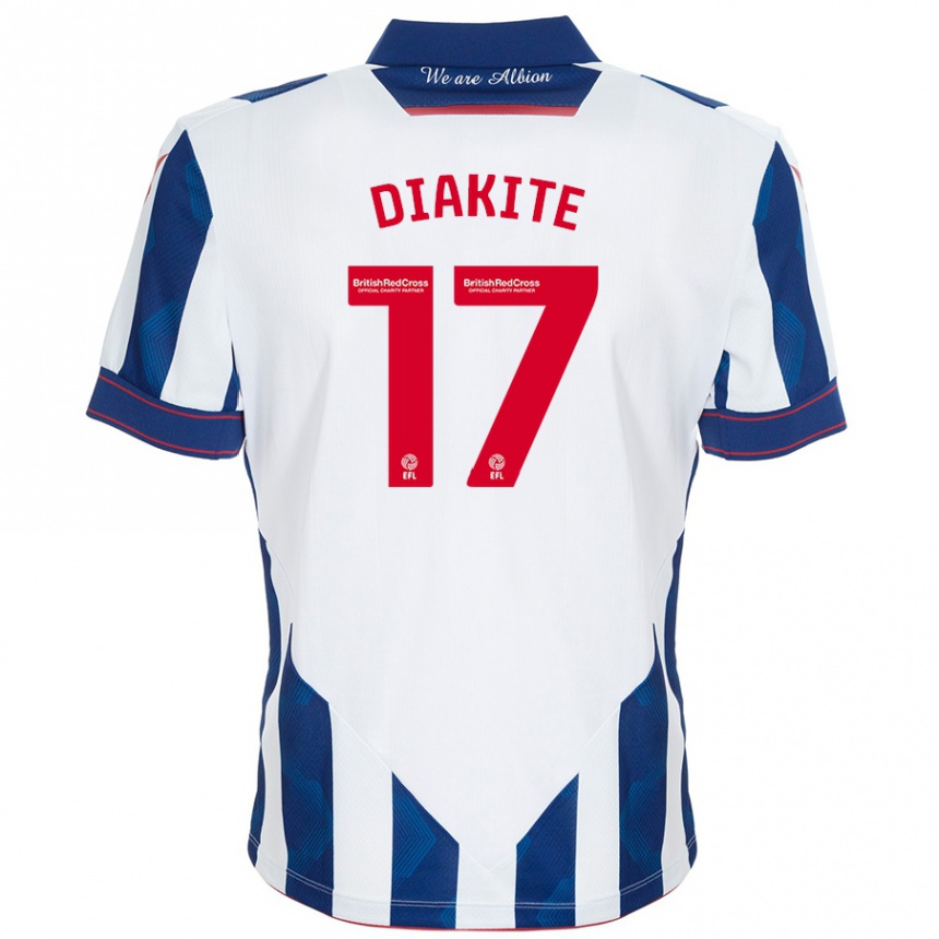 Kids Football Ousmane Diakité #17 White Dark Blue Home Jersey 2024/25 T-Shirt Australia