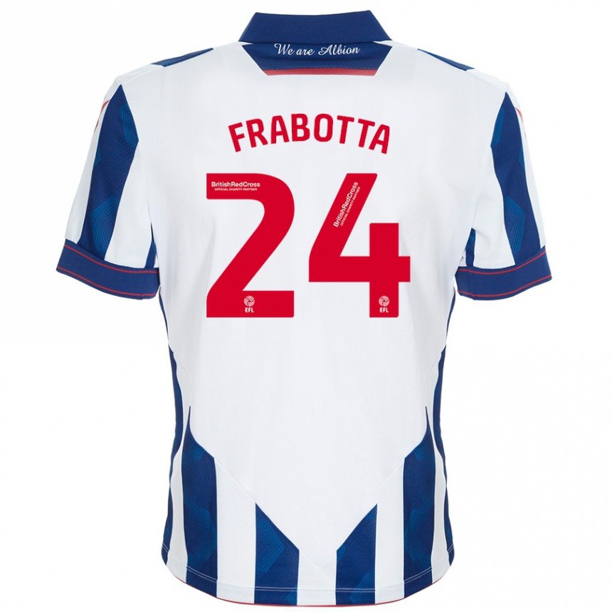 Kids Football Gianluca Frabotta #24 White Dark Blue Home Jersey 2024/25 T-Shirt Australia