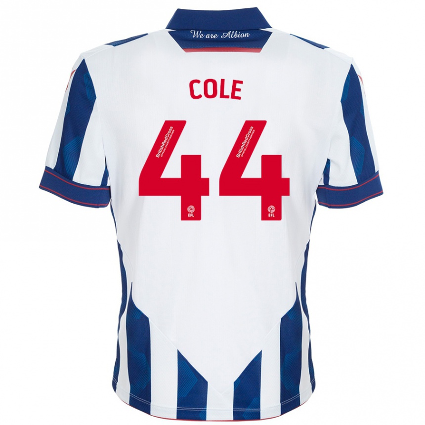 Kids Football Devante Cole #44 White Dark Blue Home Jersey 2024/25 T-Shirt Australia