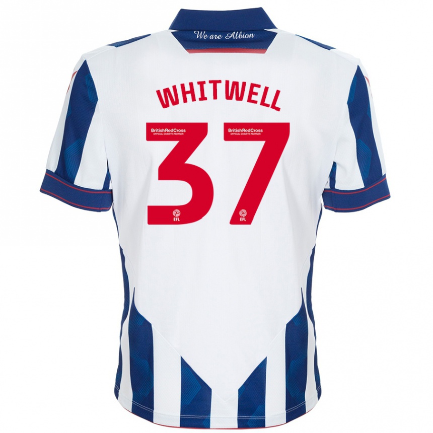 Kids Football Harry Whitwell #37 White Dark Blue Home Jersey 2024/25 T-Shirt Australia