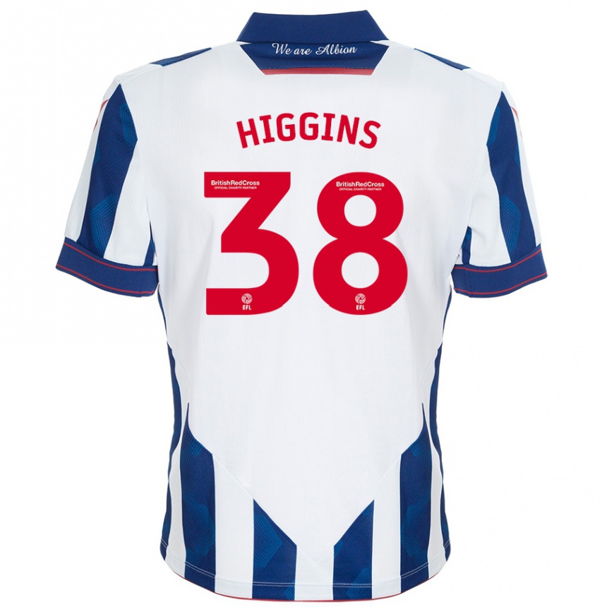 Kids Football Akeel Higgins #38 White Dark Blue Home Jersey 2024/25 T-Shirt Australia