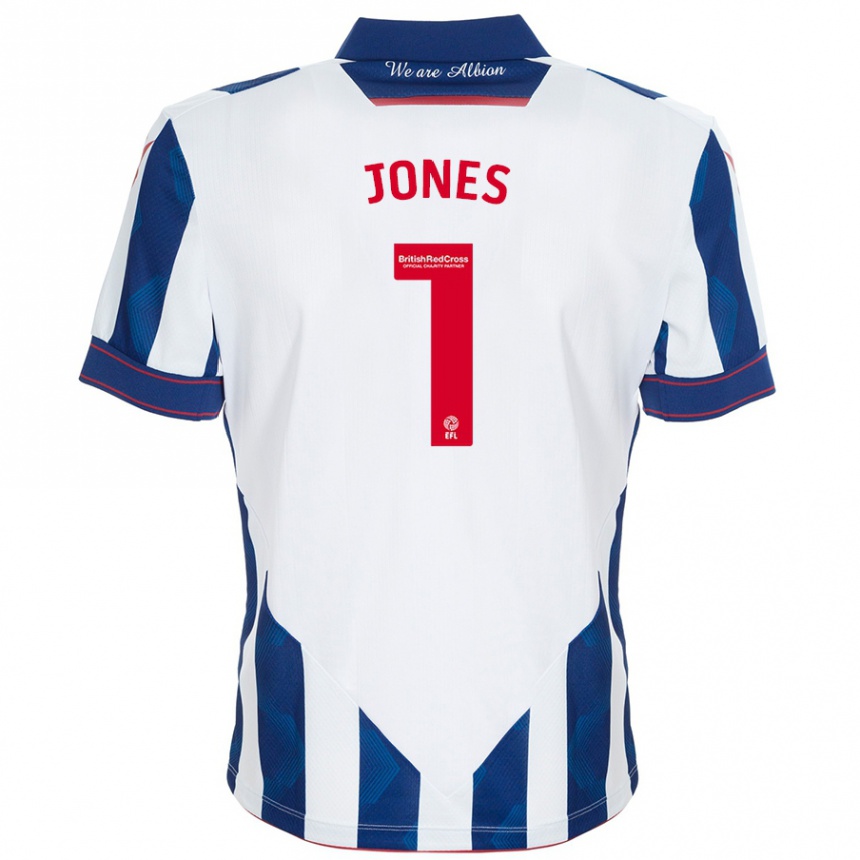 Kids Football Lucy Jones #1 White Dark Blue Home Jersey 2024/25 T-Shirt Australia