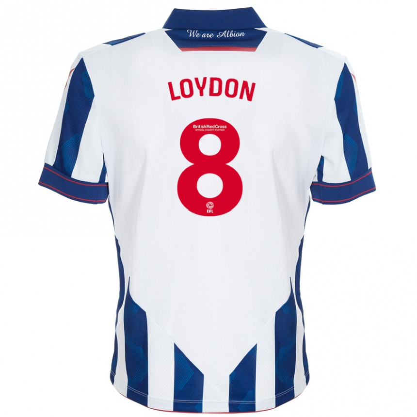 Kids Football Abi Loydon #8 White Dark Blue Home Jersey 2024/25 T-Shirt Australia