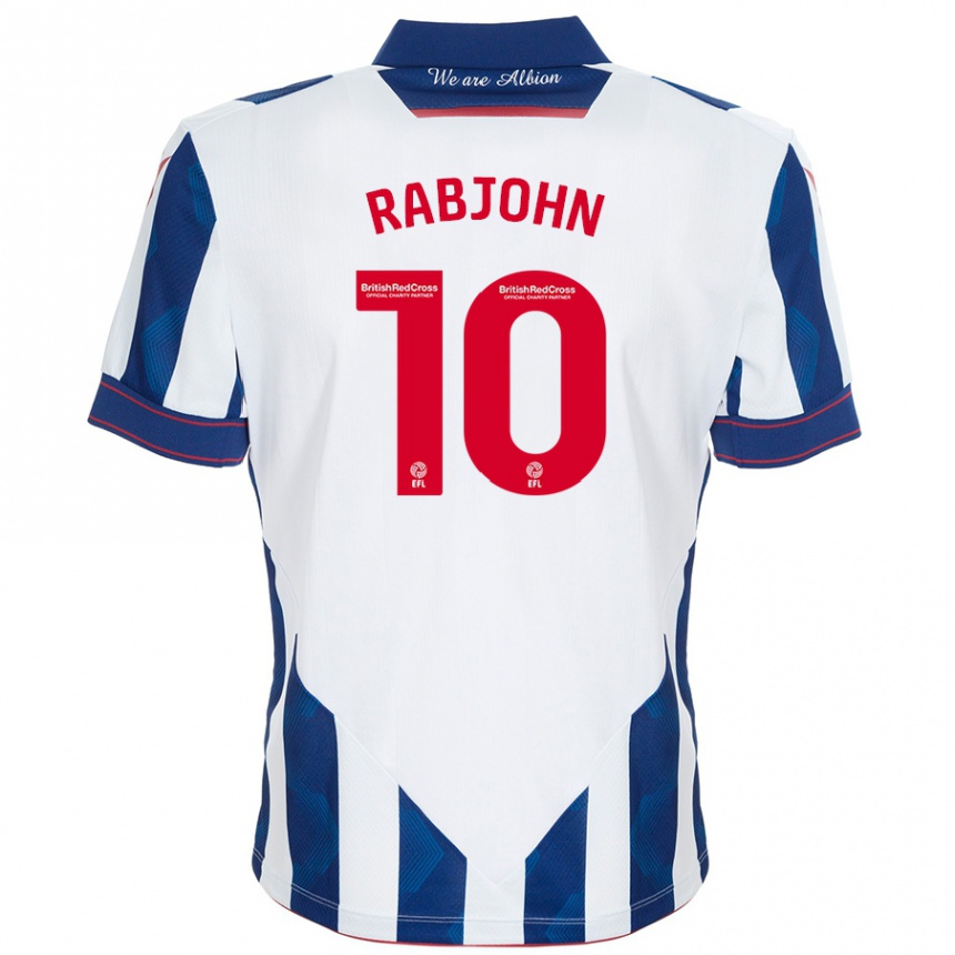 Kids Football Olivia Rabjohn #10 White Dark Blue Home Jersey 2024/25 T-Shirt Australia