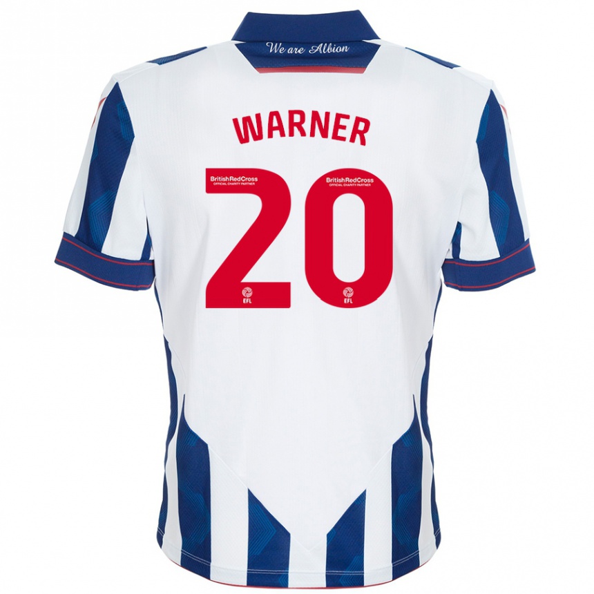 Kids Football Phoebe Warner #20 White Dark Blue Home Jersey 2024/25 T-Shirt Australia