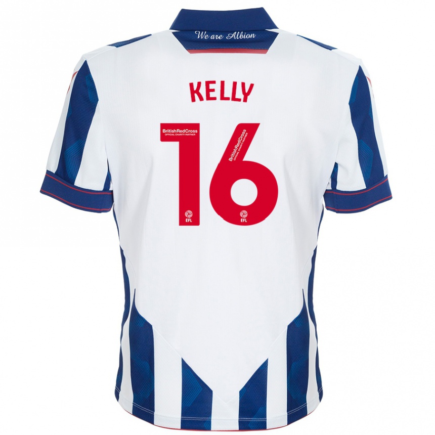 Kids Football Martin Kelly #16 White Dark Blue Home Jersey 2024/25 T-Shirt Australia