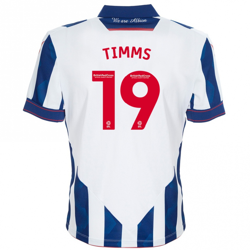 Kids Football Maria Timms #19 White Dark Blue Home Jersey 2024/25 T-Shirt Australia