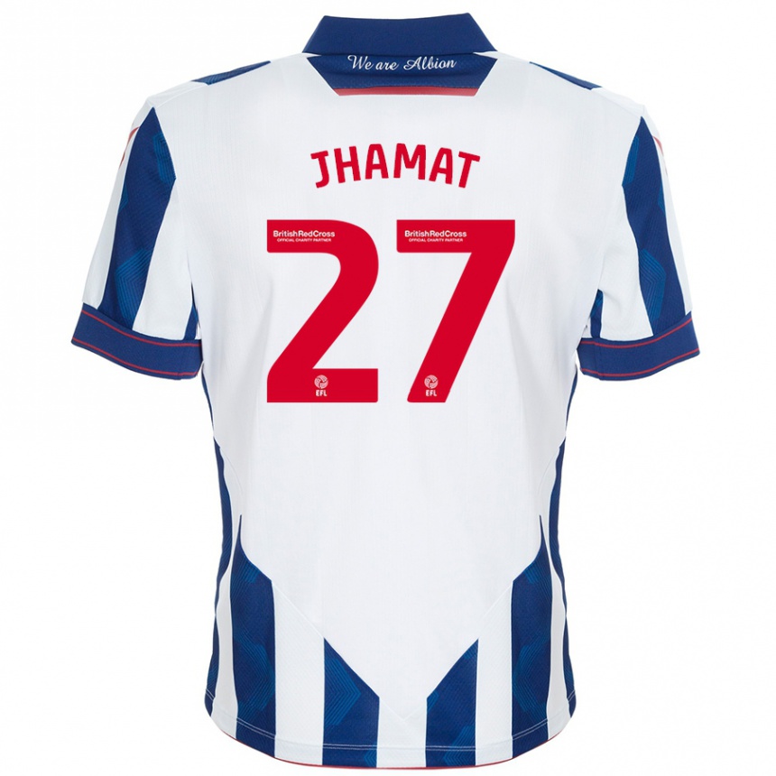 Kids Football Simran Jhamat #27 White Dark Blue Home Jersey 2024/25 T-Shirt Australia