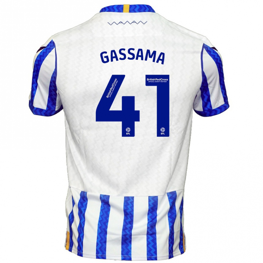 Kids Football Djeidi Gassama #41 Blue White Home Jersey 2024/25 T-Shirt Australia