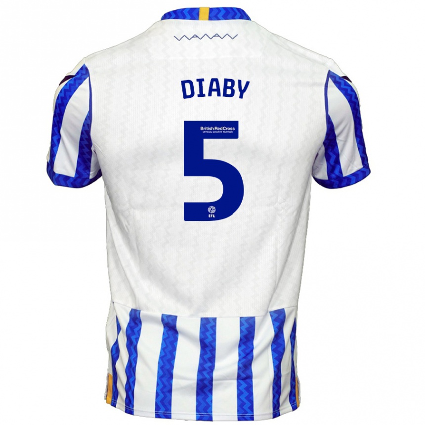 Kids Football Bambo Diaby #5 Blue White Home Jersey 2024/25 T-Shirt Australia