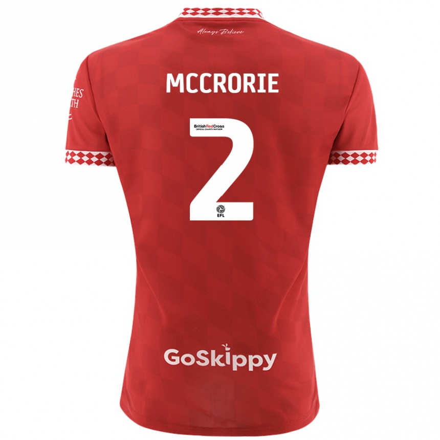 Kids Football Ross Mccrorie #2 Red Home Jersey 2024/25 T-Shirt Australia