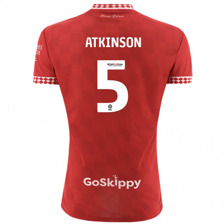 Kids Football Rob Atkinson #5 Red Home Jersey 2024/25 T-Shirt Australia