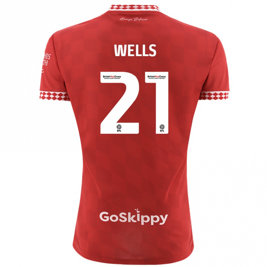 Kids Football Nahki Wells #21 Red Home Jersey 2024/25 T-Shirt Australia