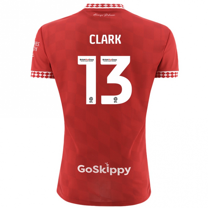 Kids Football Olivia Clark #13 Red Home Jersey 2024/25 T-Shirt Australia