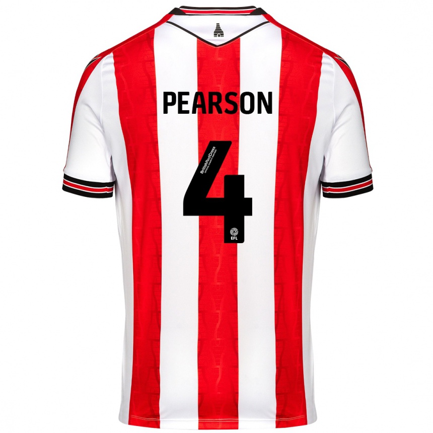 Kids Football Ben Pearson #4 Red White Home Jersey 2024/25 T-Shirt Australia