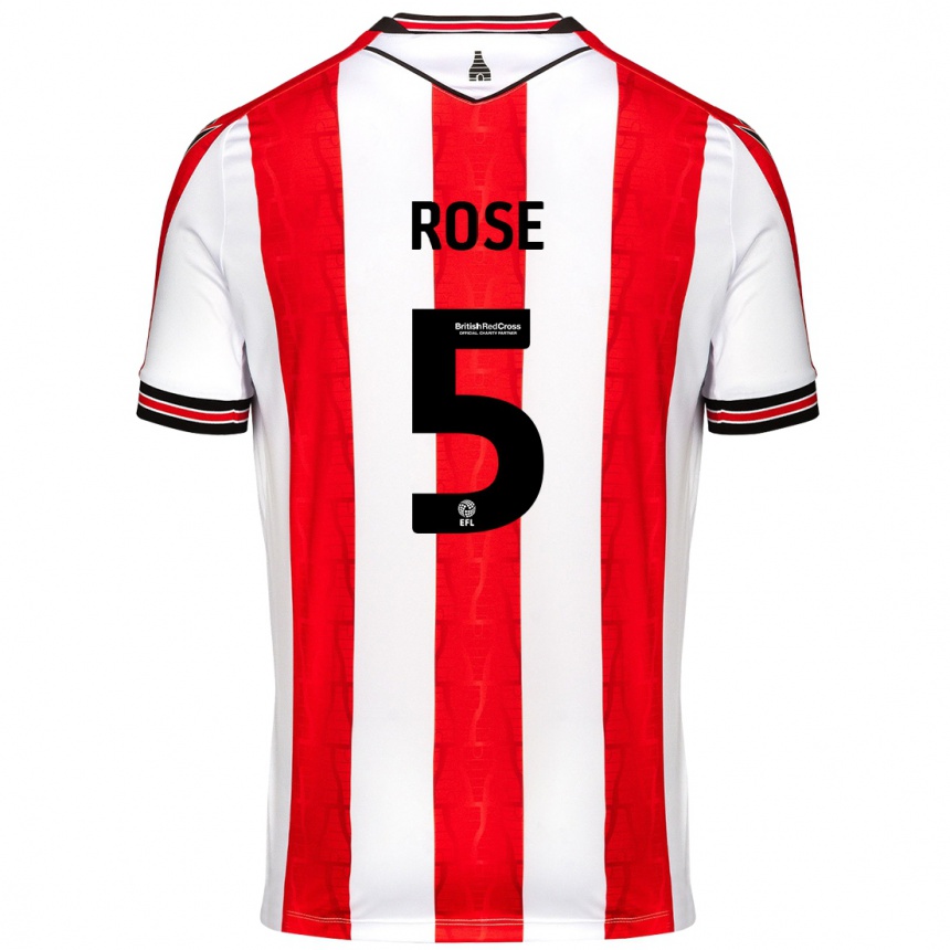 Kids Football Michael Rose #5 Red White Home Jersey 2024/25 T-Shirt Australia