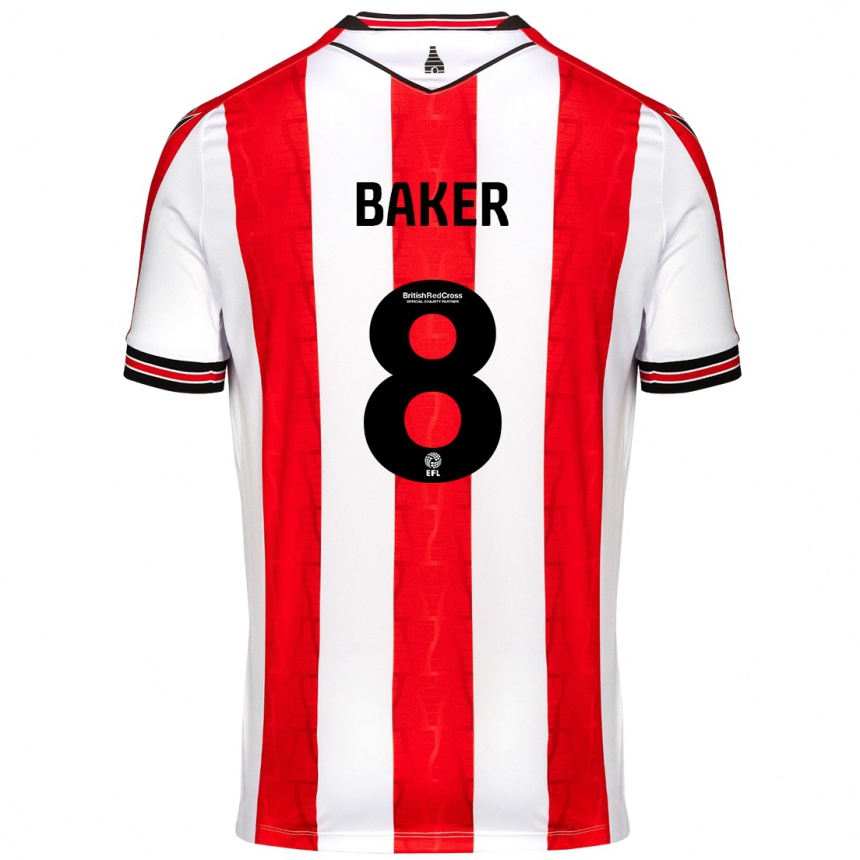 Kids Football Lewis Baker #8 Red White Home Jersey 2024/25 T-Shirt Australia