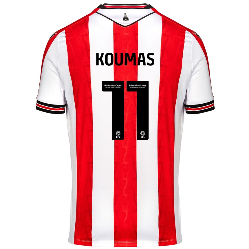 Kids Football Lewis Koumas #11 Red White Home Jersey 2024/25 T-Shirt Australia