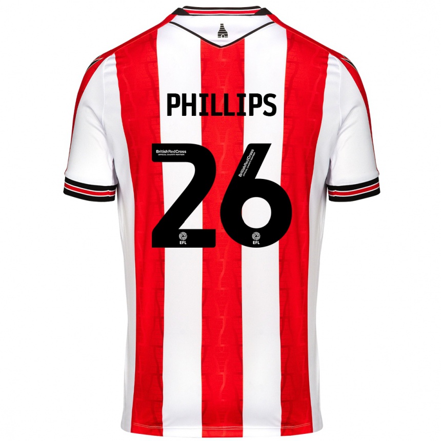 Kids Football Ashley Phillips #26 Red White Home Jersey 2024/25 T-Shirt Australia