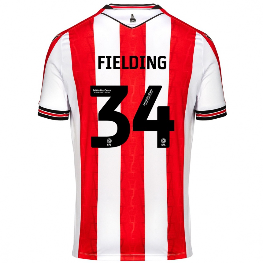 Kids Football Frank Fielding #34 Red White Home Jersey 2024/25 T-Shirt Australia