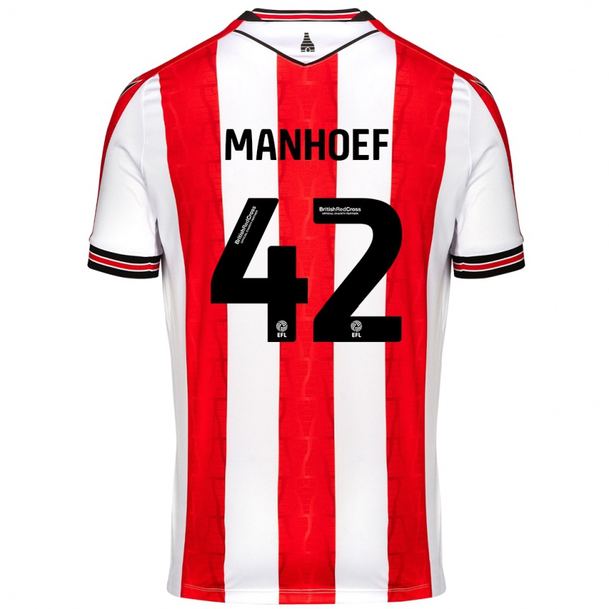 Kids Football Million Manhoef #42 Red White Home Jersey 2024/25 T-Shirt Australia