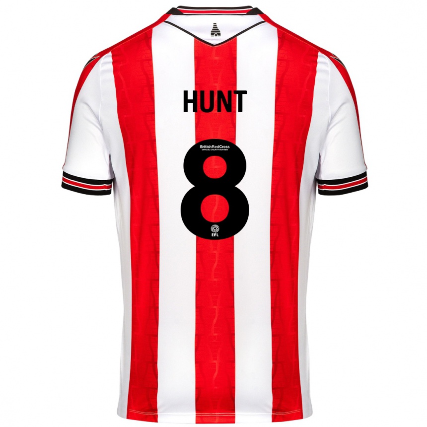 Kids Football Abby Hunt #8 Red White Home Jersey 2024/25 T-Shirt Australia