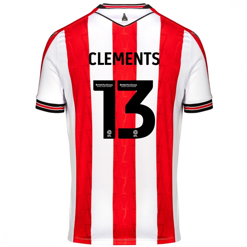 Kids Football Daisy Clements #13 Red White Home Jersey 2024/25 T-Shirt Australia