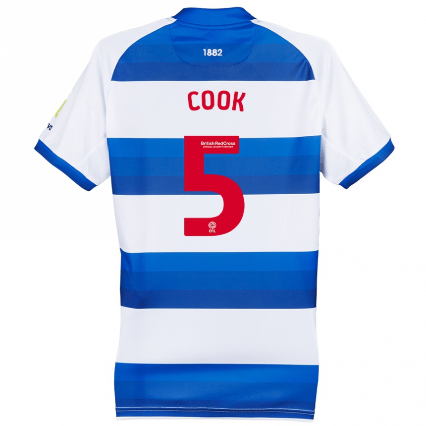 Kids Football Steve Cook #5 White Blue Home Jersey 2024/25 T-Shirt Australia