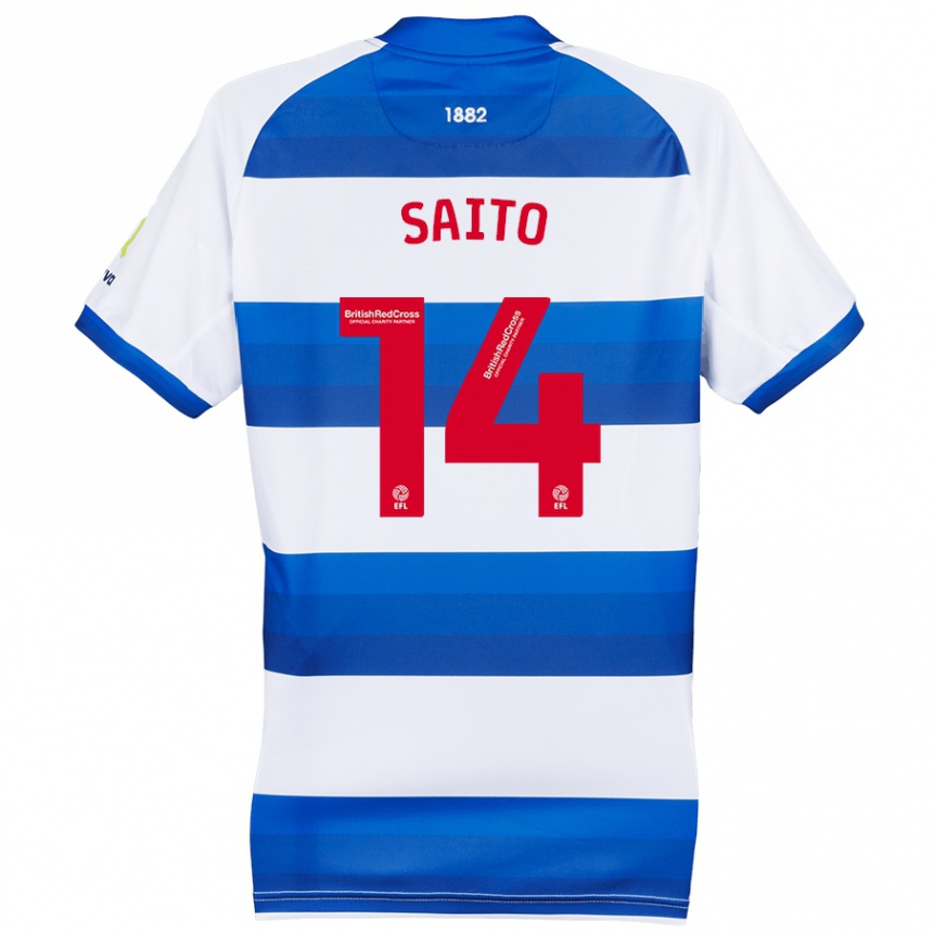 Kids Football Koki Saito #14 White Blue Home Jersey 2024/25 T-Shirt Australia