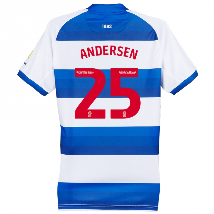 Kids Football Lucas Andersen #25 White Blue Home Jersey 2024/25 T-Shirt Australia